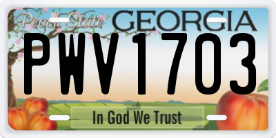 GA license plate PWV1703