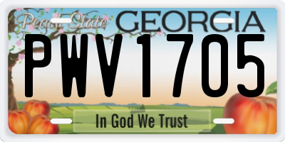 GA license plate PWV1705