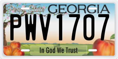 GA license plate PWV1707