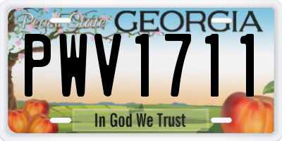 GA license plate PWV1711