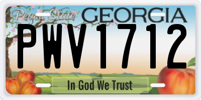 GA license plate PWV1712