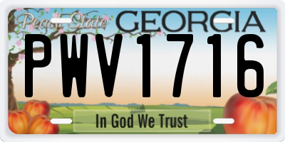 GA license plate PWV1716