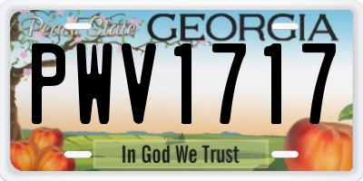 GA license plate PWV1717