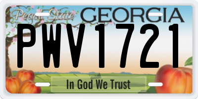 GA license plate PWV1721