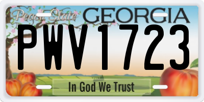 GA license plate PWV1723