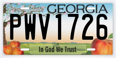 GA license plate PWV1726