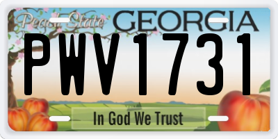 GA license plate PWV1731