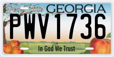 GA license plate PWV1736