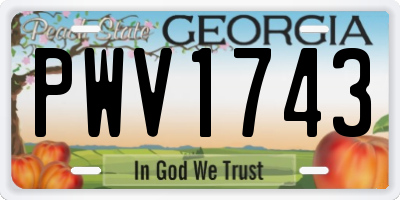 GA license plate PWV1743