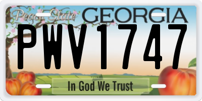 GA license plate PWV1747