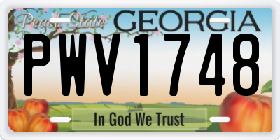 GA license plate PWV1748
