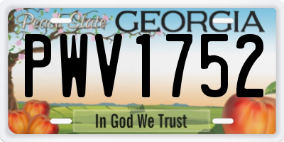 GA license plate PWV1752