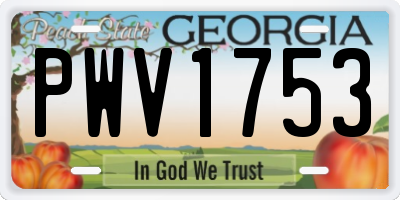 GA license plate PWV1753
