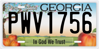 GA license plate PWV1756