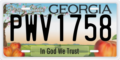 GA license plate PWV1758