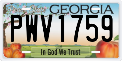 GA license plate PWV1759