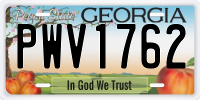GA license plate PWV1762