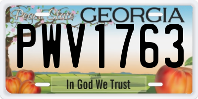 GA license plate PWV1763