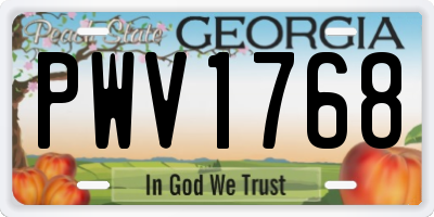 GA license plate PWV1768