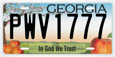 GA license plate PWV1777