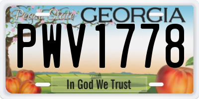 GA license plate PWV1778
