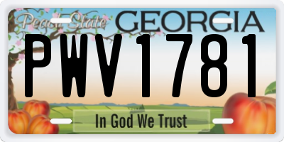 GA license plate PWV1781