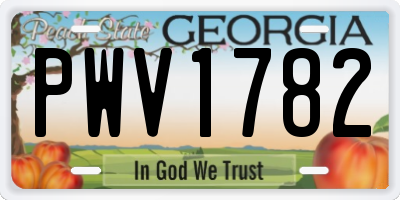GA license plate PWV1782