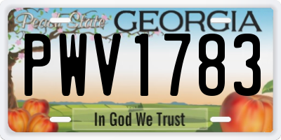 GA license plate PWV1783