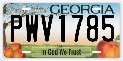 GA license plate PWV1785
