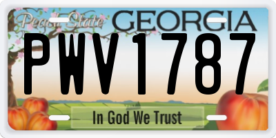 GA license plate PWV1787