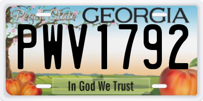 GA license plate PWV1792