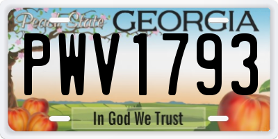 GA license plate PWV1793