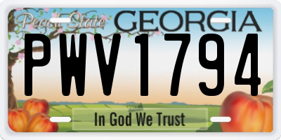 GA license plate PWV1794