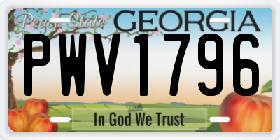 GA license plate PWV1796