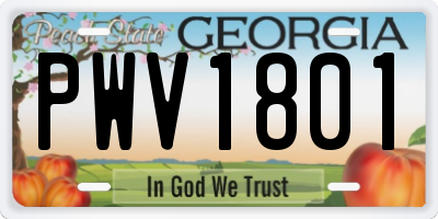 GA license plate PWV1801