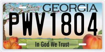 GA license plate PWV1804