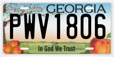GA license plate PWV1806