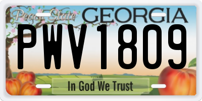 GA license plate PWV1809