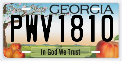 GA license plate PWV1810