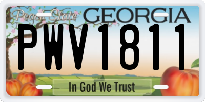 GA license plate PWV1811