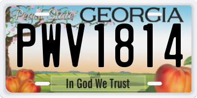 GA license plate PWV1814