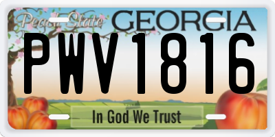 GA license plate PWV1816