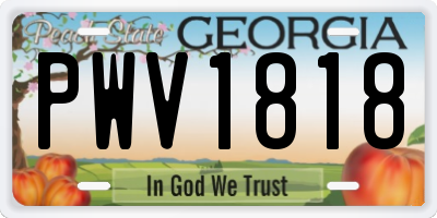 GA license plate PWV1818