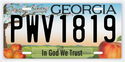 GA license plate PWV1819
