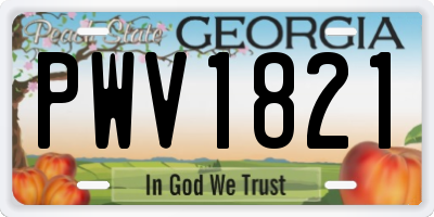 GA license plate PWV1821