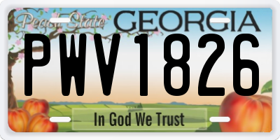 GA license plate PWV1826