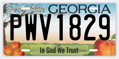 GA license plate PWV1829