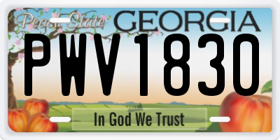 GA license plate PWV1830