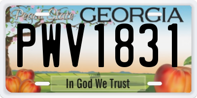 GA license plate PWV1831