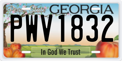 GA license plate PWV1832